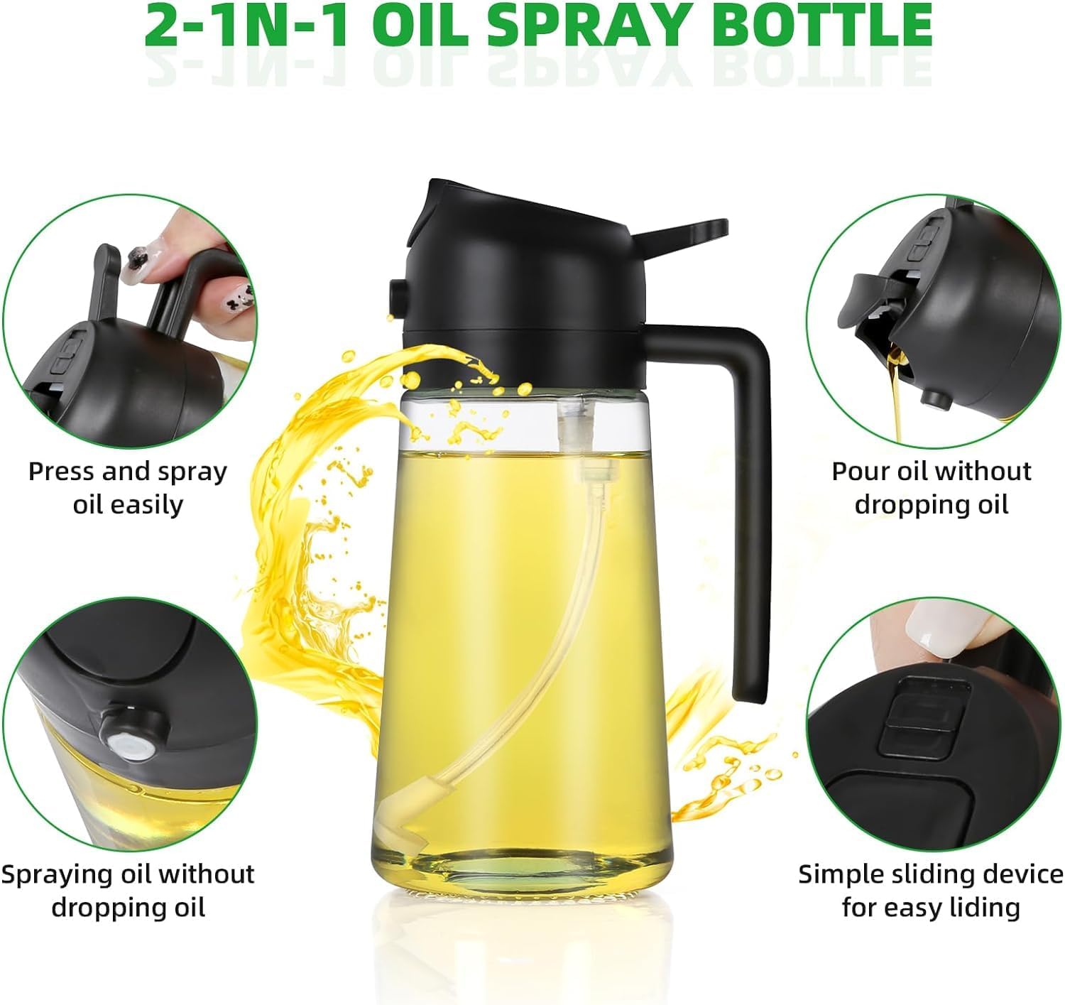 (১ পিস) 2 in1 Oil Spray Dispenser Bottle