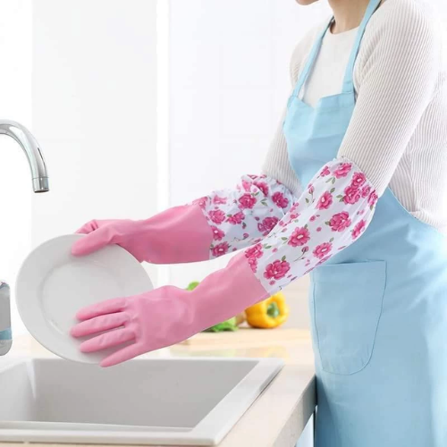 (১=জোড়া) Long Silicone Hand Gloves